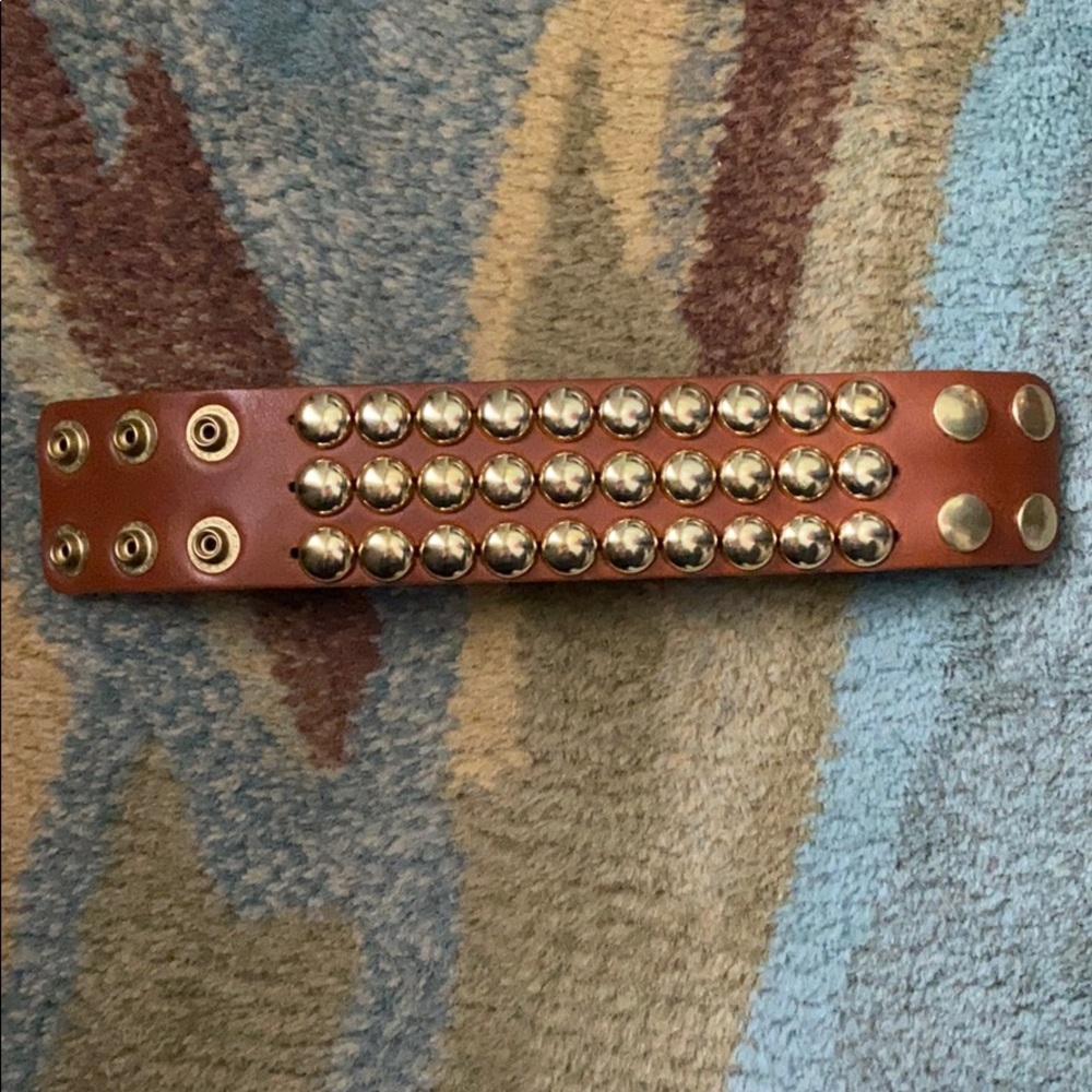 Gold studded leather bracelet